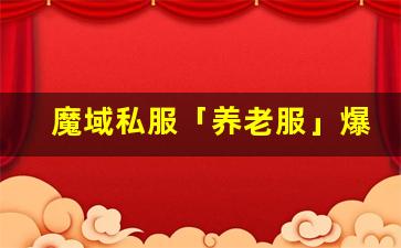 魔域私服「养老服」爆火：每天上线 1 小时，轻松追平战力